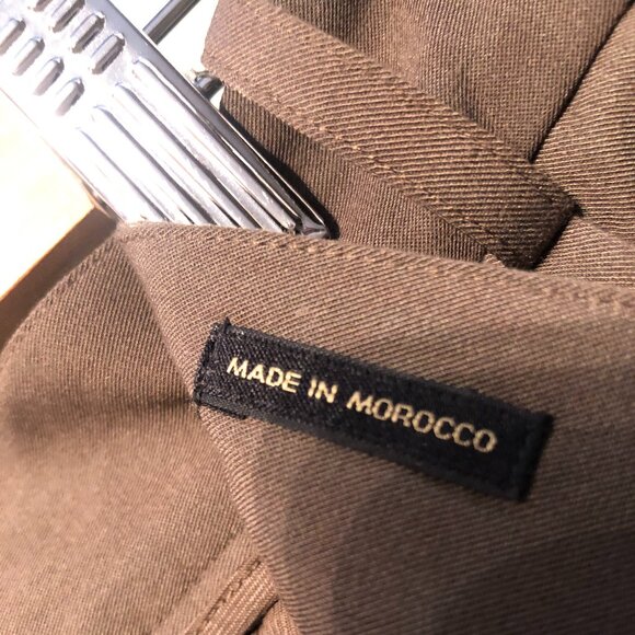 Massimo Dutti Elegant Pleated Wide-Leg Trousers – Olive Brown - Picture 4 of 4